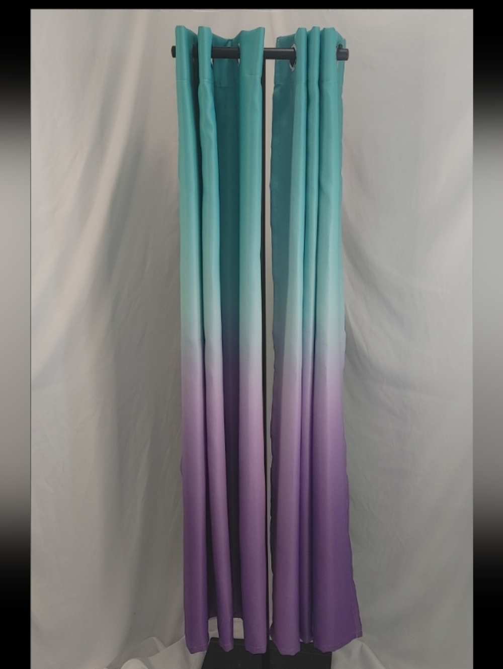 Yakamok Ombre Curtains 63” Length Teal Purple Gradient Room Darkening 2 Panels